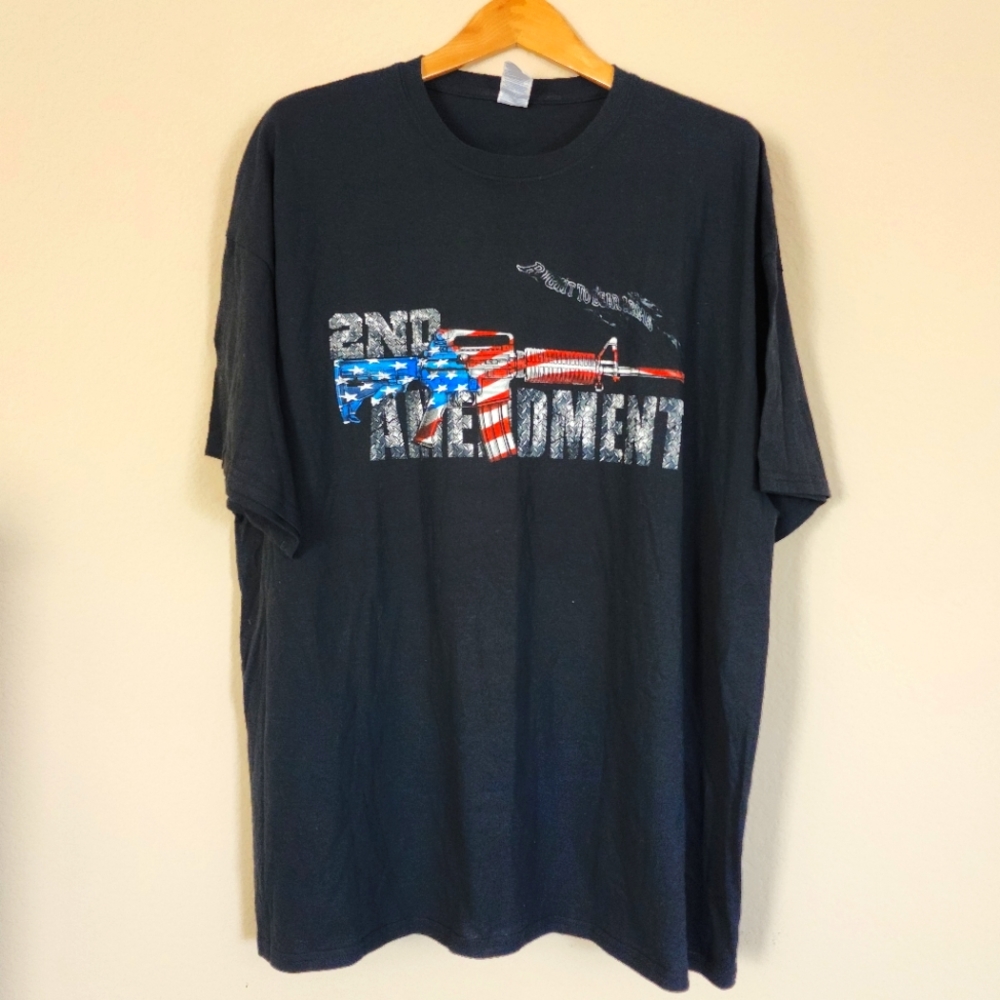 2nd Amendment Right to Bear Arms Tee Shirt Red White Blue M4 AR15 Rifle Men's 2X